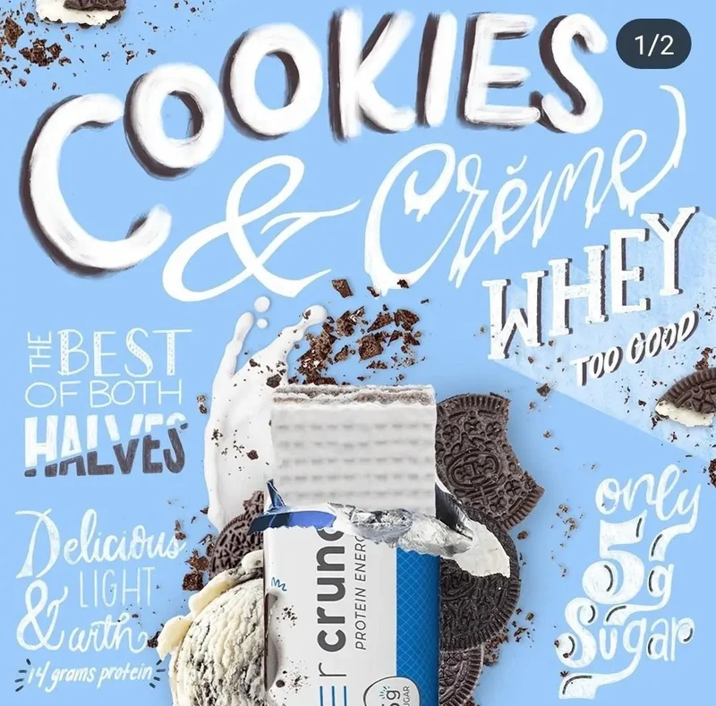 Power Crunch Cookies & Creme PUDEŁKO x 12 SZT - proteinowy wafelek ze stewią
