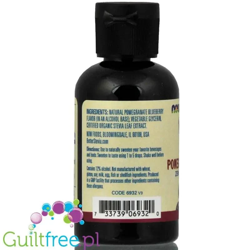 NOW Better Stevia Pomegranat & Blueberry - organiczny słodzik Granat & Jagoda, zero kalorii