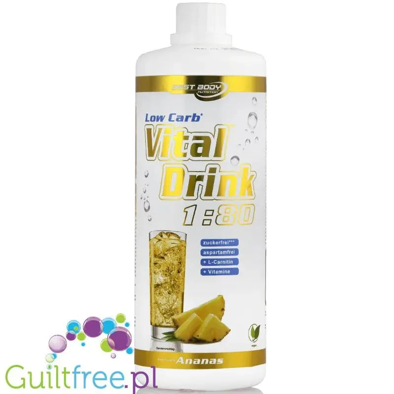 Vital Drink Ananas koncentrat bez cukru do przygotowania 80L napoju, L-karnityna i witaminy