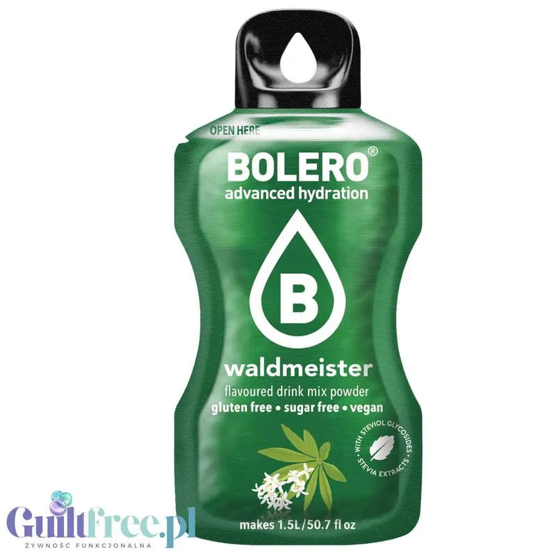 Bolero Drink Waldmeister 9g - saszetka do napojów bez cukru ze stewią, Marzanka