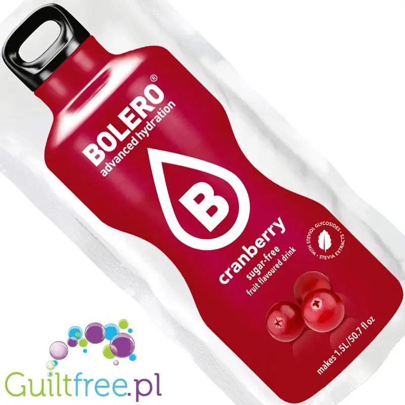 Bolero Drink Cranberry 9g - saszetka do napojów bez cukru ze stewią, Żurawina