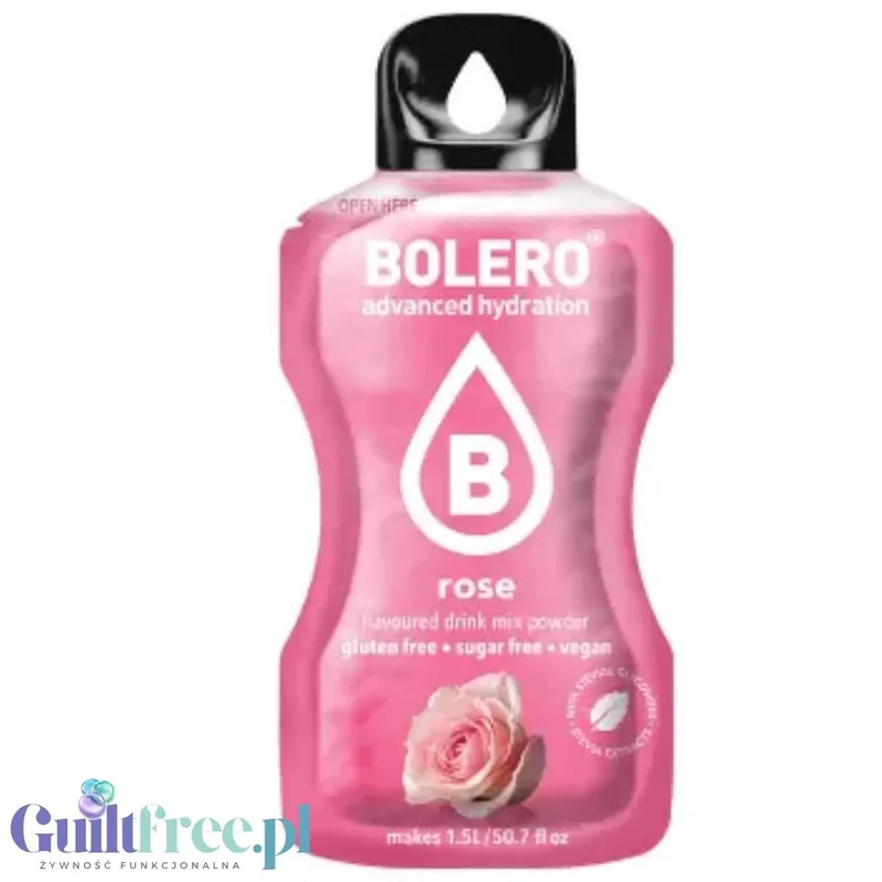 Bolero Drink Rose 9g - saszetka do napojów bez cukru ze stewią, Róża