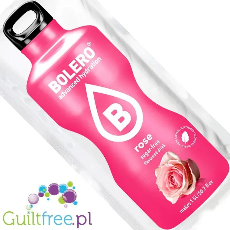 Bolero Drink Rose 9g - saszetka do napojów bez cukru ze stewią, Róża