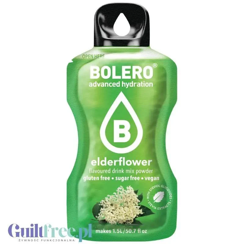 Bolero Drink Elderflower 9g - napój instant w saszetce, ze stewią, smak Kwiaty Dzikiego Bzu (kordial)