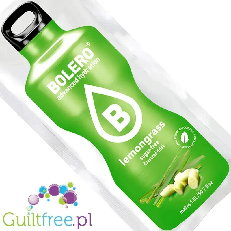Bolero Drink Lemon Grass 9g - saszetka do napojów bez cukru ze stewią, Trawa Cytrynowa