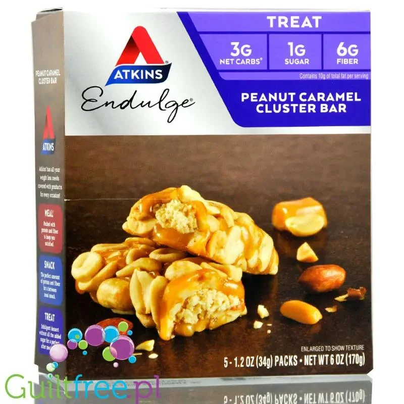 Atkins Endulge Peanut Caramel Cluster - baton karmelowy z orzechami, niskie IG, 3g węglowodanów