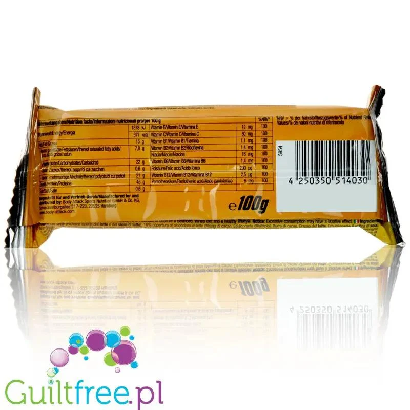 Carb Control Crispy Caramel - wielki sycący baton 45g białka, smak karmelowy z chrupiącymi kawałkami