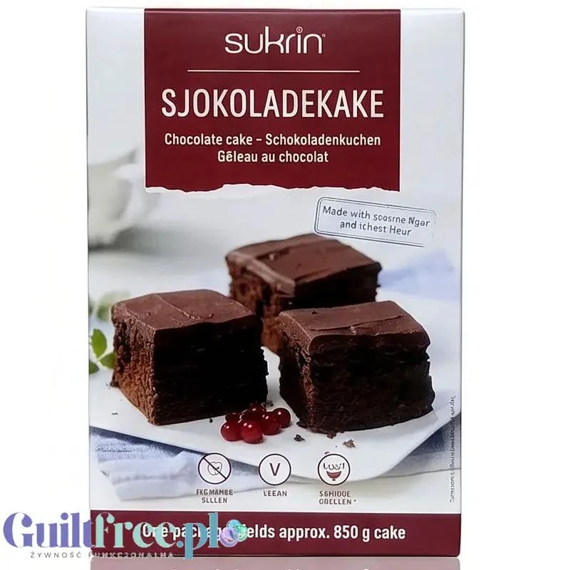 Sukrin Chocolate Cake - czekoladowe ciasto bez cukru, mieszanka do wypieku z erytrolem