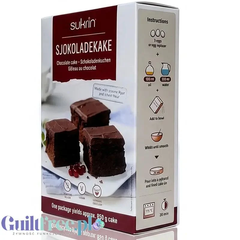 Sukrin Chocolate Cake - czekoladowe ciasto bez cukru, mieszanka do wypieku z erytrolem