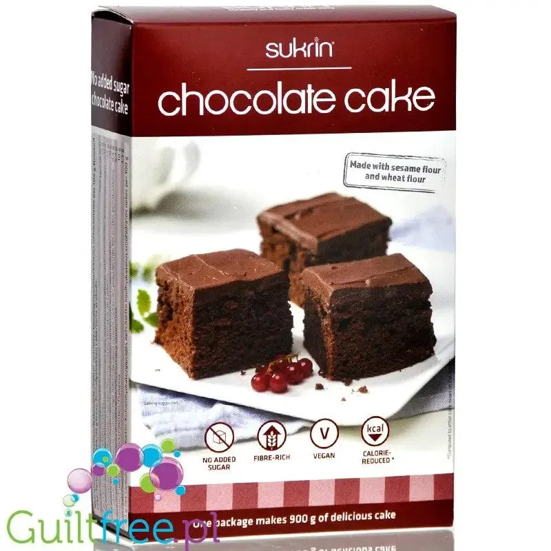 Sukrin Chocolate Cake - czekoladowe ciasto bez cukru, mieszanka do wypieku z erytrolem