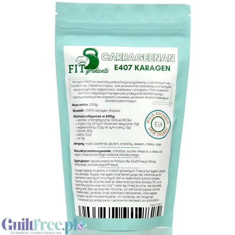 FITgridients Karagen Kappa E407 100g, zagęstnik do żywności