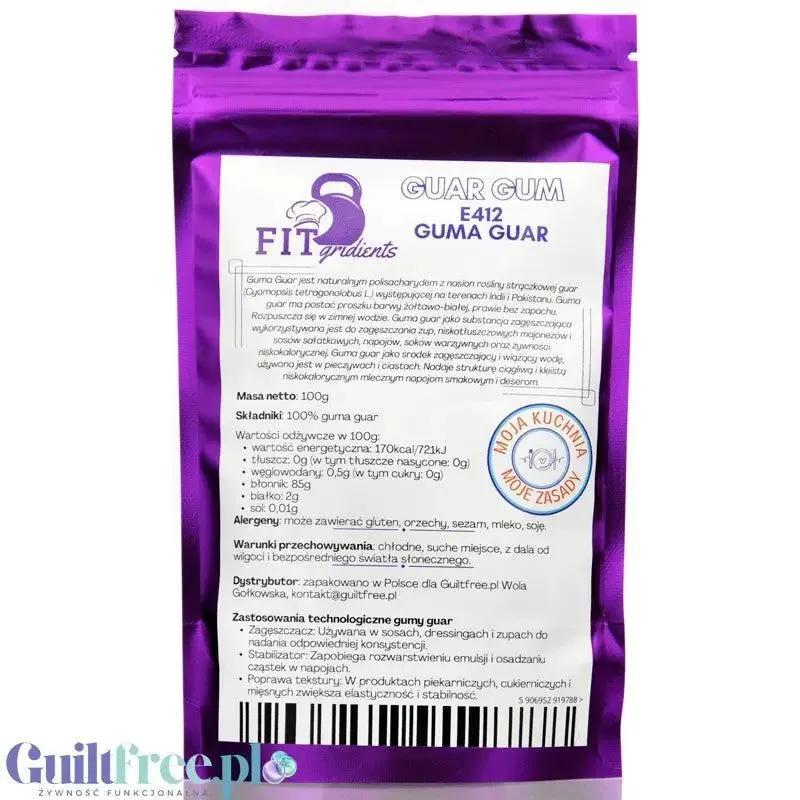 FITgridients Guma Guar E-412 100g - zagęstnik 100% bez dodatków i wypełniaczy