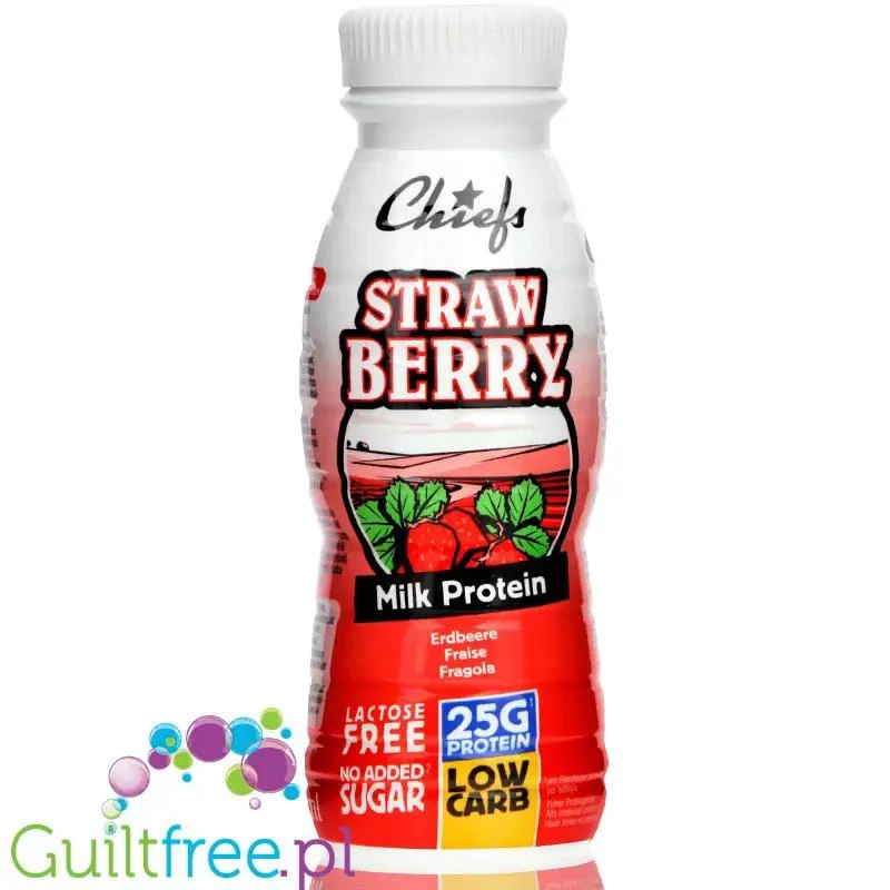 Chiefs Milk Protein Shake Strawberry- truskawkowy shake proteinowy RTD bez laktozy, 25g białka 170kcal
