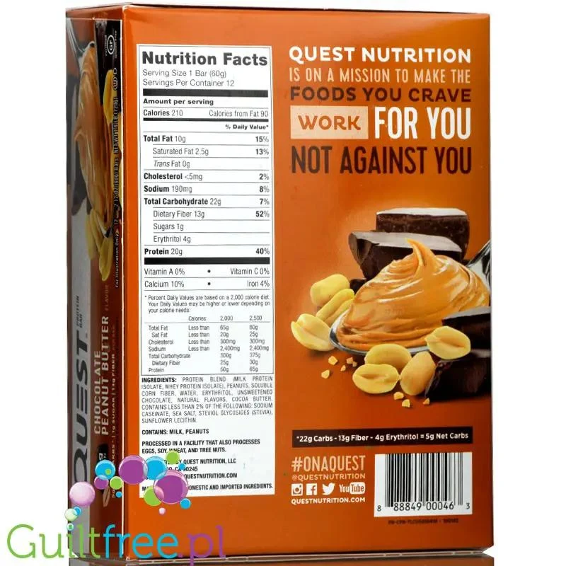 Quest Bar Chocolate Peanut Butter PUDEŁKO