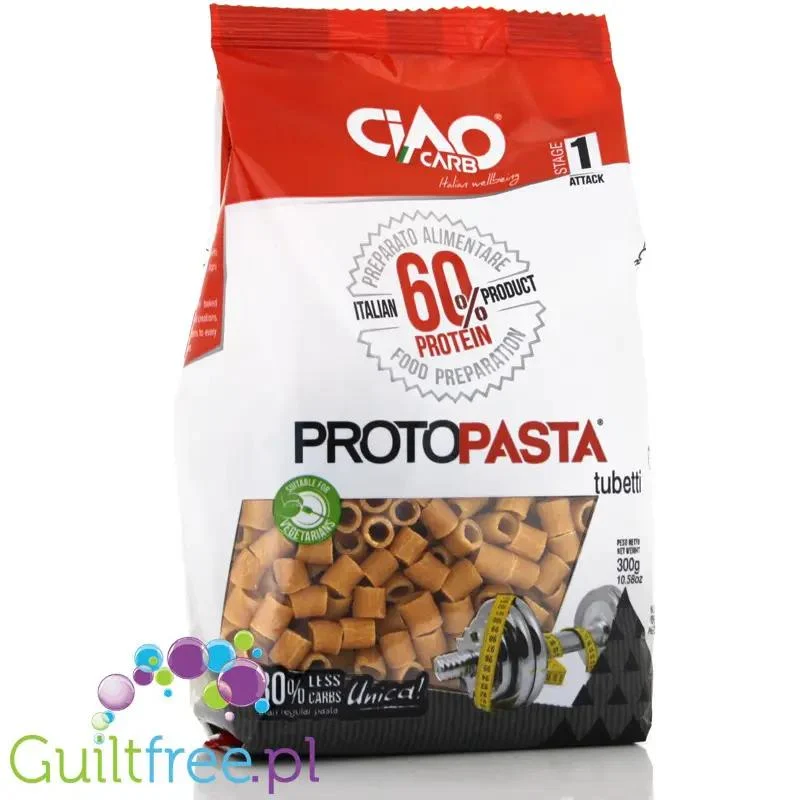 Ciao Carb ProtoPasta, Tubetti - makaron akaron proteinowy 60% białka Rurki 0,3kg