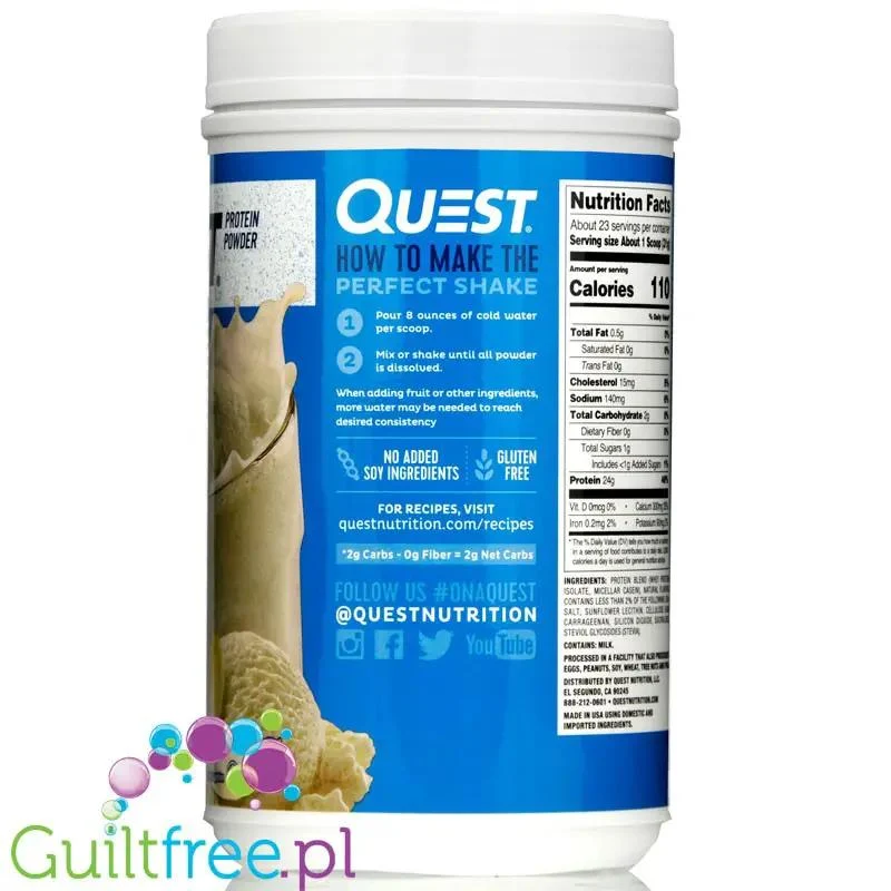 Quest Protein Powder Vanilla - odżywka białkowa ze stewią, Wanilia