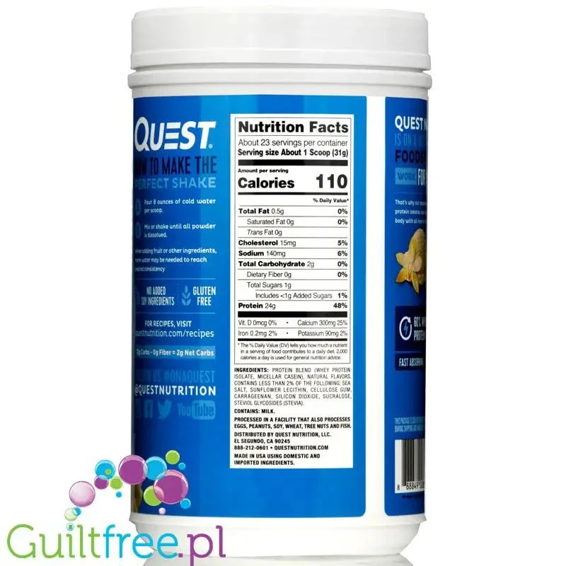 Quest Protein Powder Vanilla - odżywka białkowa ze stewią, Wanilia