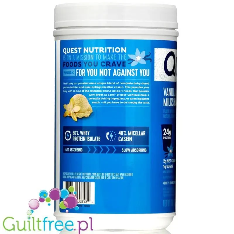 Quest Protein Powder Vanilla - odżywka białkowa ze stewią, Wanilia