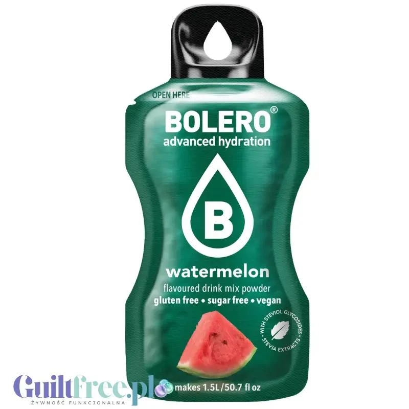 Bolero Drink Watermelon 9g - saszetka do napojów bez cukru ze stewią, Arbuz