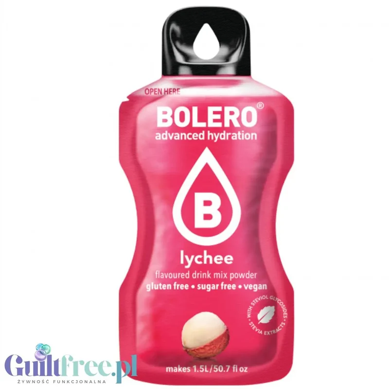 Bolero Drink Lychee 9g - saszetka do napojów bez cukru ze stewią, Liczi