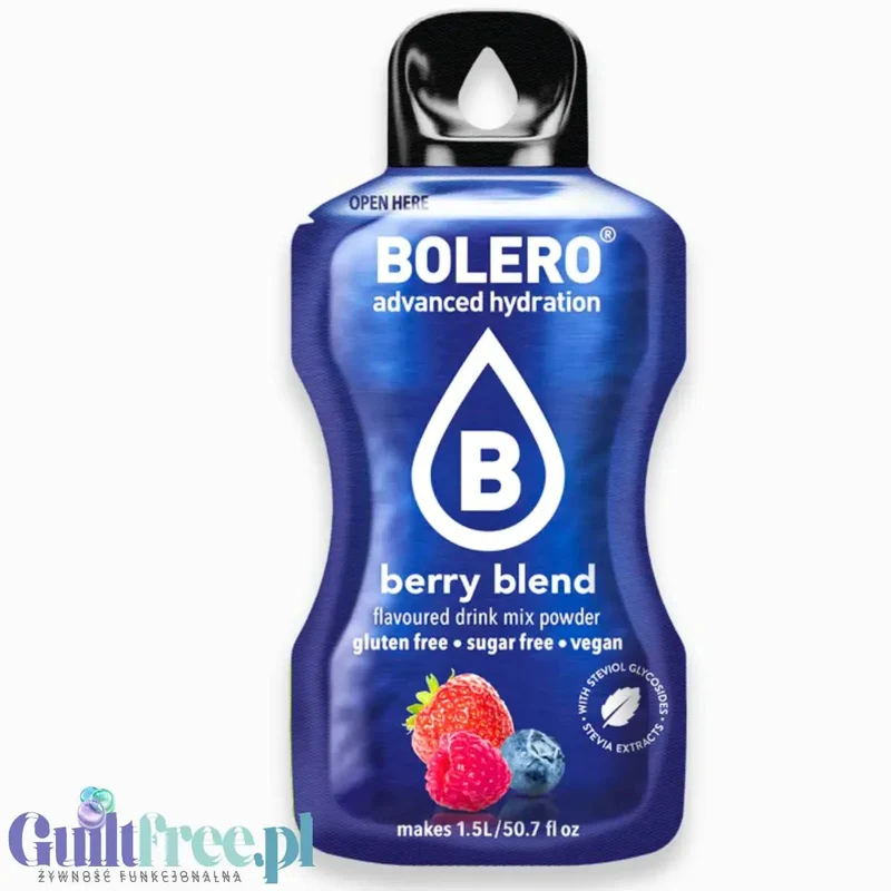 Bolero Drink Berry Blend 9g - napój instant w saszetce, ze stewią, smak Jagoda, Malina & Truskawka