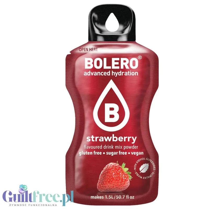 Bolero Drink Strawberry 9g - saszetka do napojów bez cukru ze stewią, Truskawka