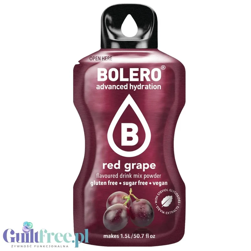 Bolero Drink Red Grape 9g - saszetka do napojów bez cukru ze stewią, Czerwone Winogrona