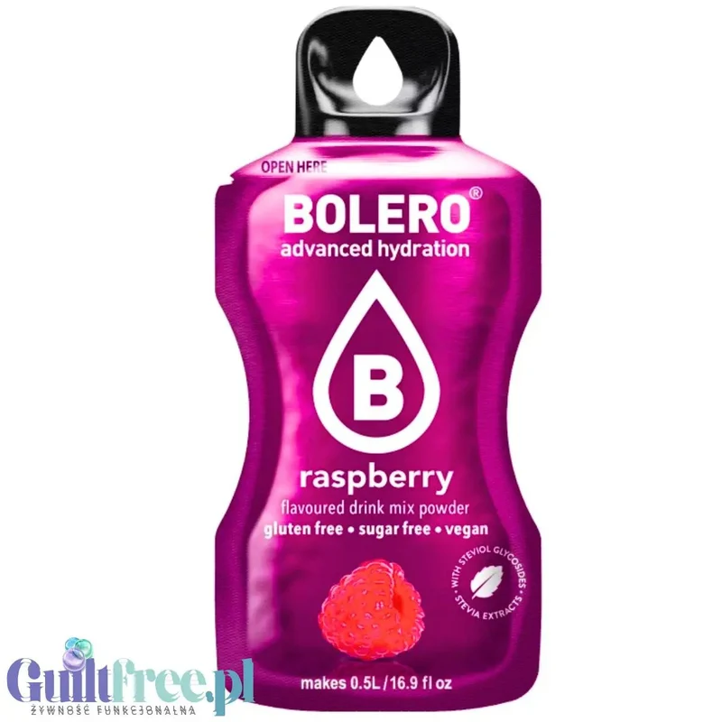 Bolero Drink Raspberry 9g - saszetka do napojów bez cukru ze stewią, Malina