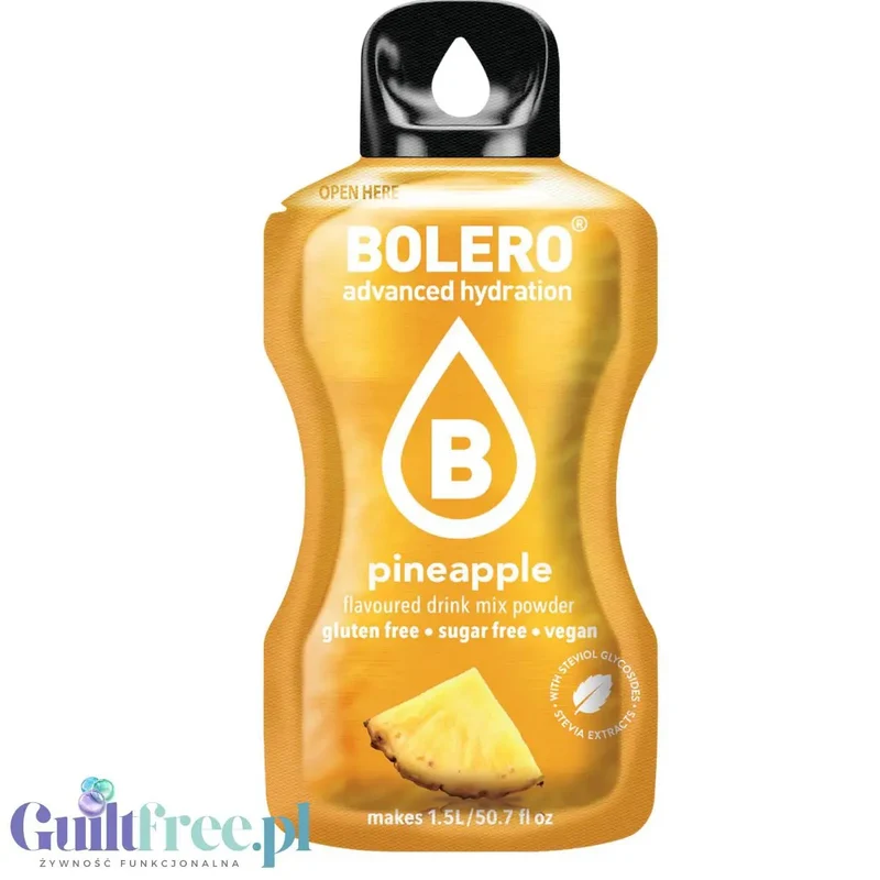 Bolero Drink Pineapple 9g - saszetka do napojów bez cukru ze stewią, Ananas