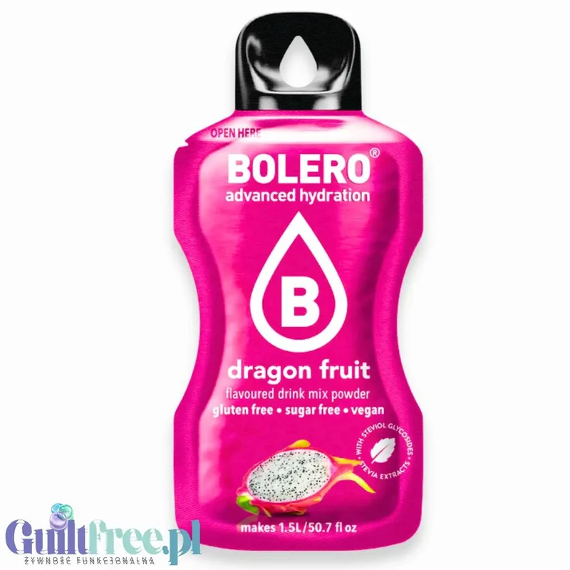 Bolero Drink Dragonfruit 9g - saszetka do napojów bez cukru ze stewią, Pithaja Smoczy Owoc