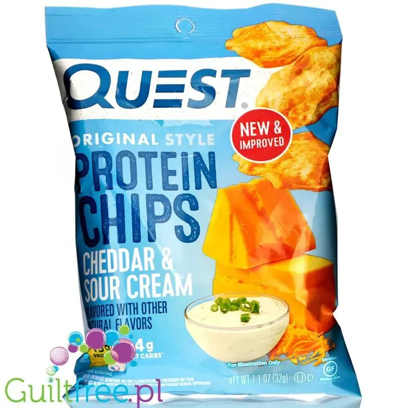 Quest Protein Chips - Proteinowe Chipsy, Ser Cheddar & Śmietanka 21g białka