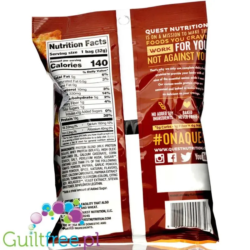 Quest Protein Chips - Proteinowe Chipsy, BBQ 21g białka