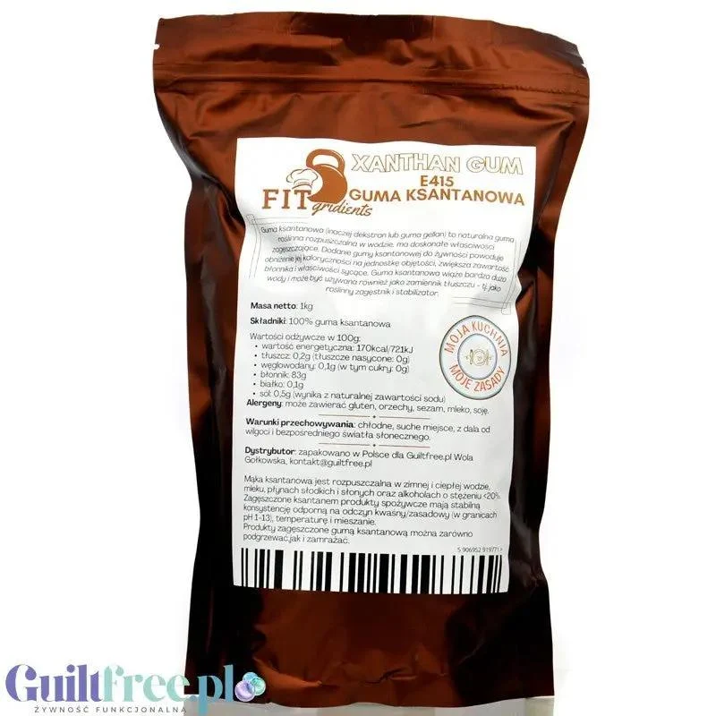 FITgridients Xanthan Gum E-415 1kg - guma ksantanowa zagęstnik 100% bez dodatków i wypełniaczy
