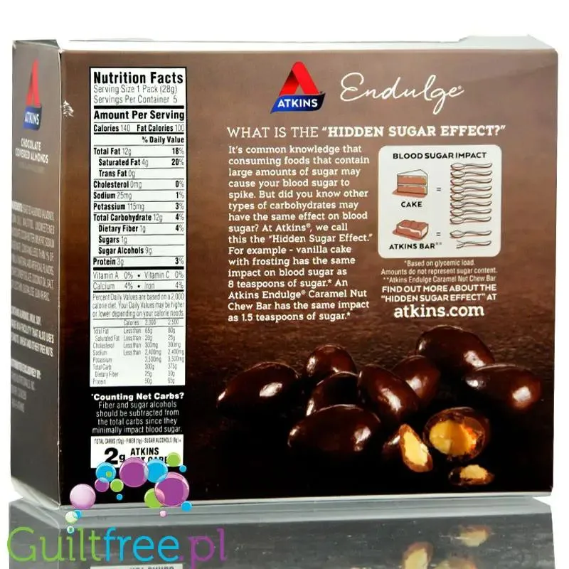 Atkins Endulge Chocolate Covered Almonds -migdały w czekoladzie bez cukru PUDEŁKO
