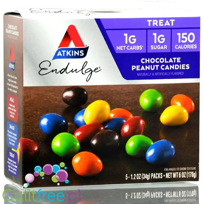Atkins Endulge Chocolate Peanut Candies - lukrowane drażetki czekoladowe z orzechami 1g cukru