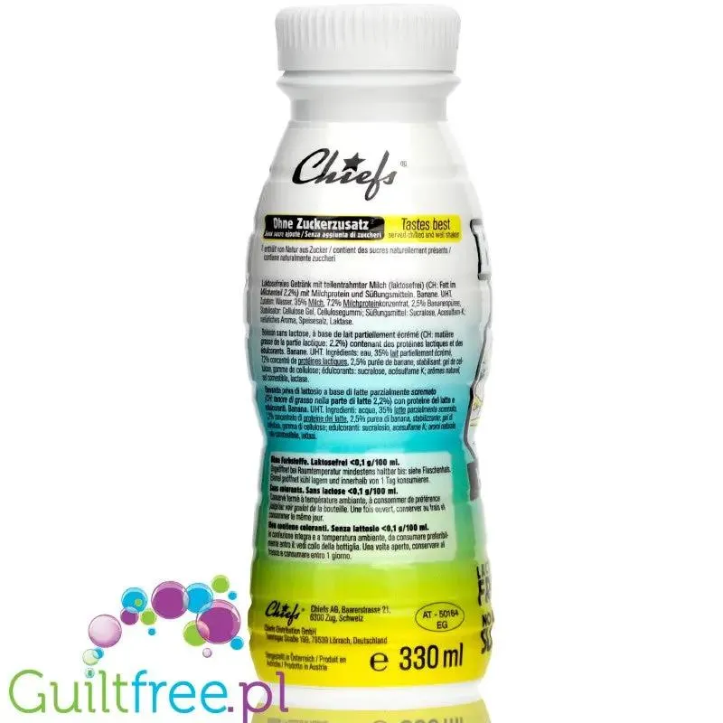 Chiefs Milk Protein Shake Banana Beach - shake proteinowy RTD bez laktozy, 25g białka 165kcal