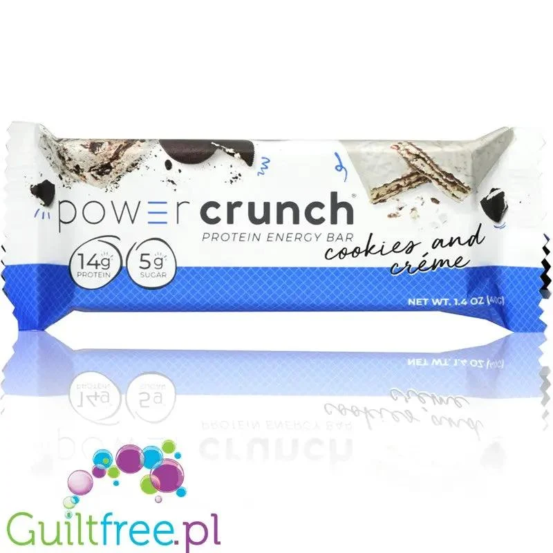 Power Crunch Cookies & Creme - proteinowy wafelek ze stewią 14 białka, Ciasteczka z Kremem