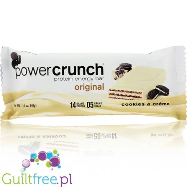 Power Crunch Cookies & Creme - proteinowy wafelek ze stewią 14 białka, Ciasteczka z Kremem