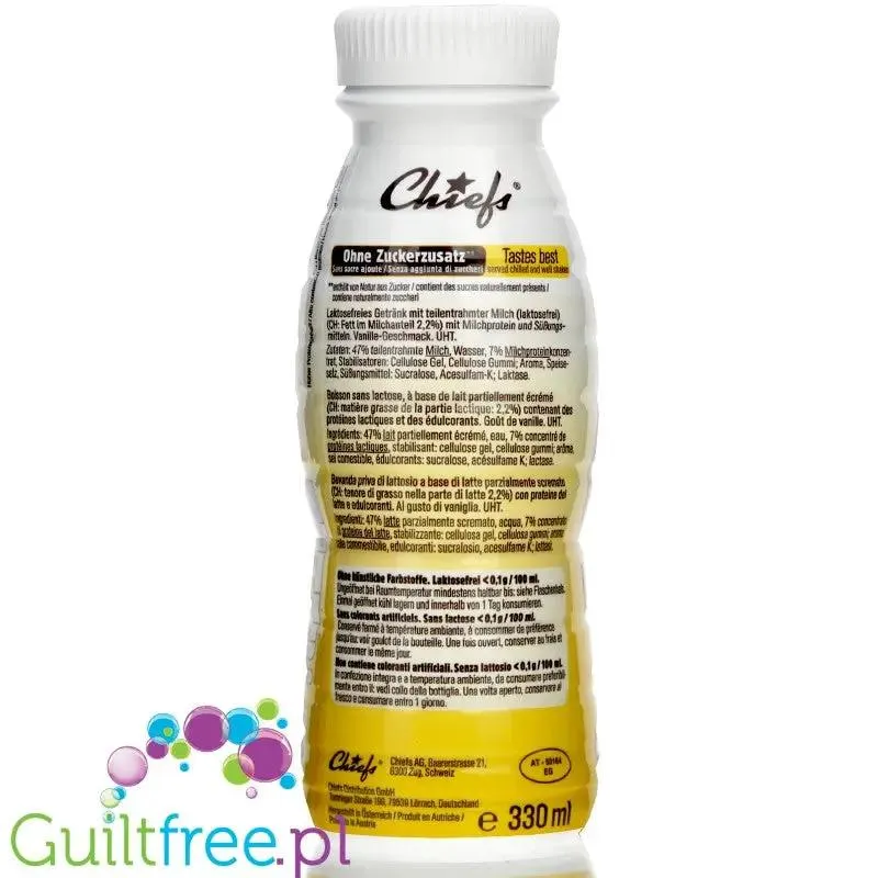 Chiefs Milk Protein Shake Vanilla Drive- shake proteinowy RTD bez laktozy, 26g białka 170kcal