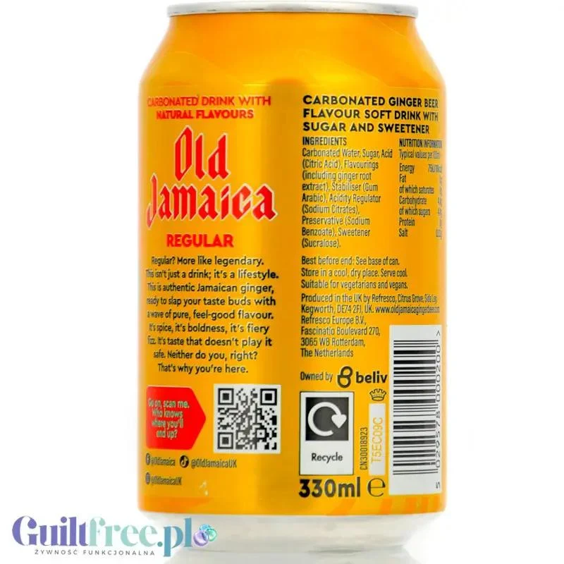 D&G Old Jamaica Ginger Beer Regular (CHEAT MEAL) bezalkoholowe piwo imbirowe 330ml 0% vol alk