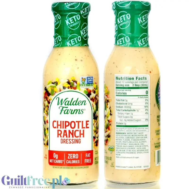 Walden Farms Keto Dressing, Chipotle Ranch - pikantny sos sałatkowy zero kukchni meksykańskiej