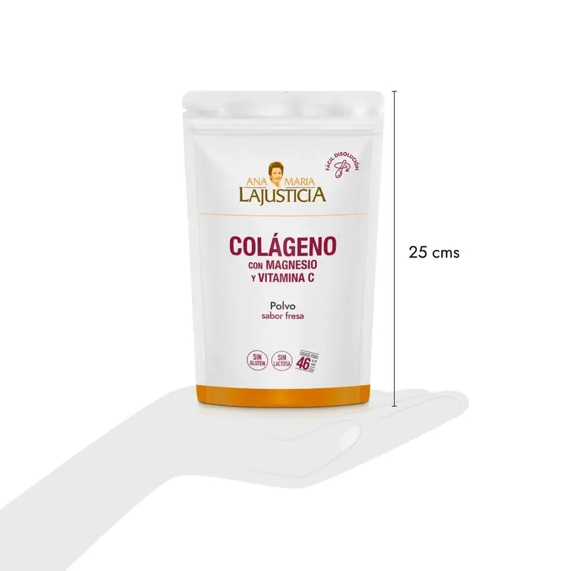 Ana Maria Lajusticia Collagen With Magnesium + Vit.C Strawberry Flavour Powder Doypack, 350 grams