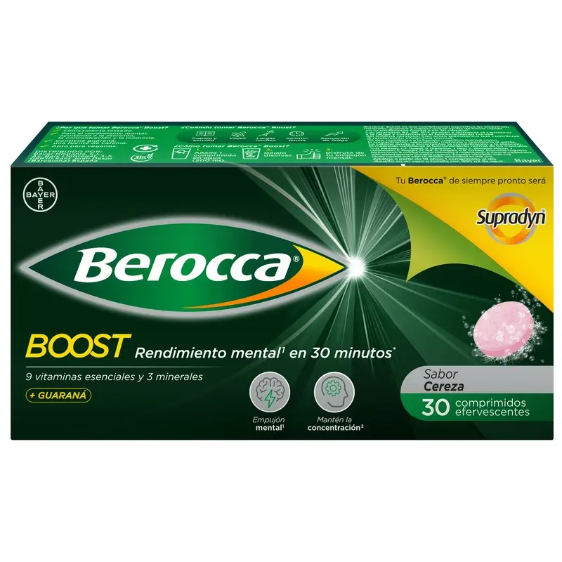 Berocca Boost Magnesium, Vitamins and Minerals with Guarana, 30 Effervescent Tablets